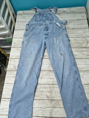 Vintage Distressed Ikeda Made In Canada Light Wash Overalls Size Medium